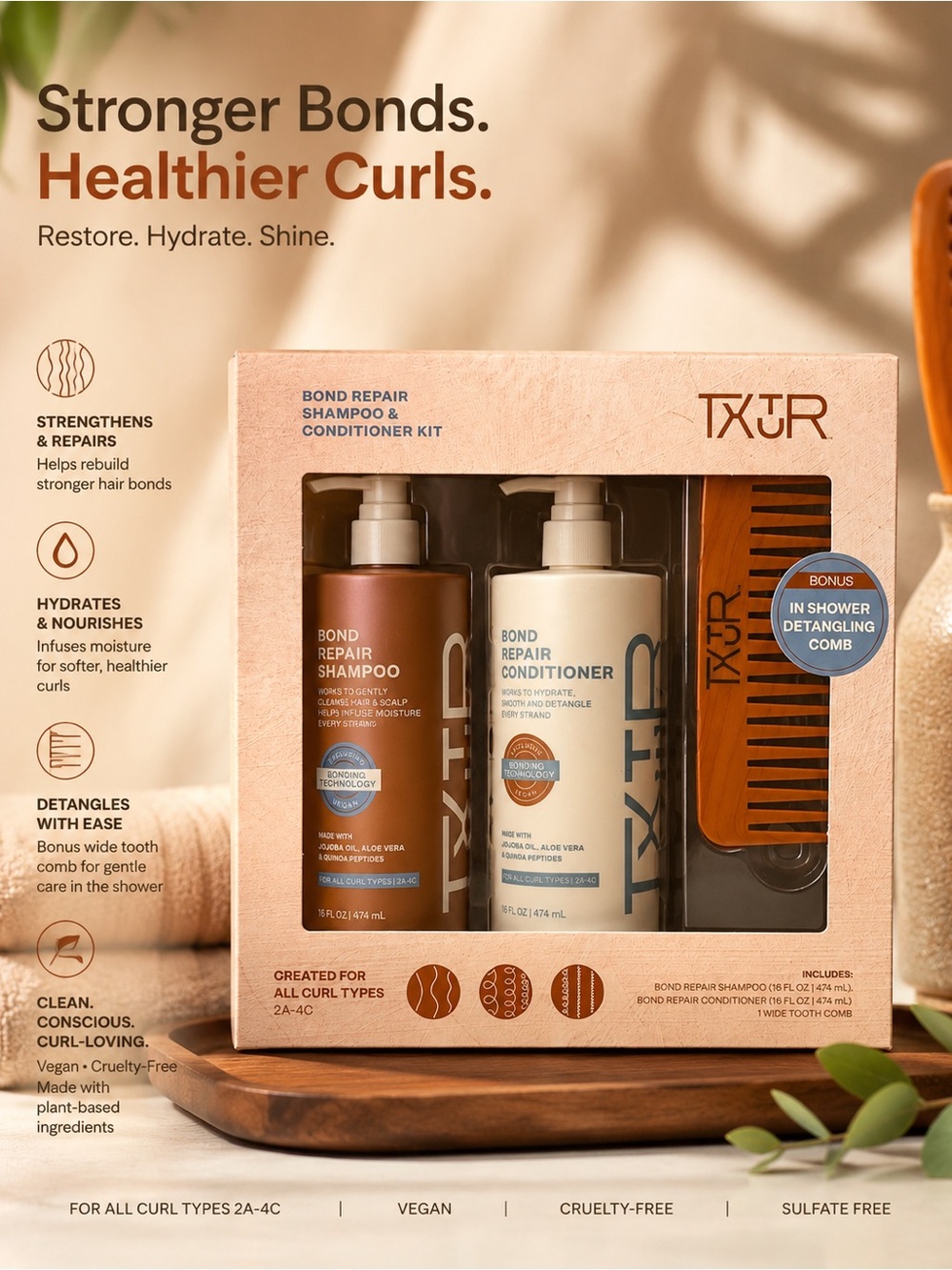 Bond Repair Shampoo & Conditioner Kit - Brown & Cream